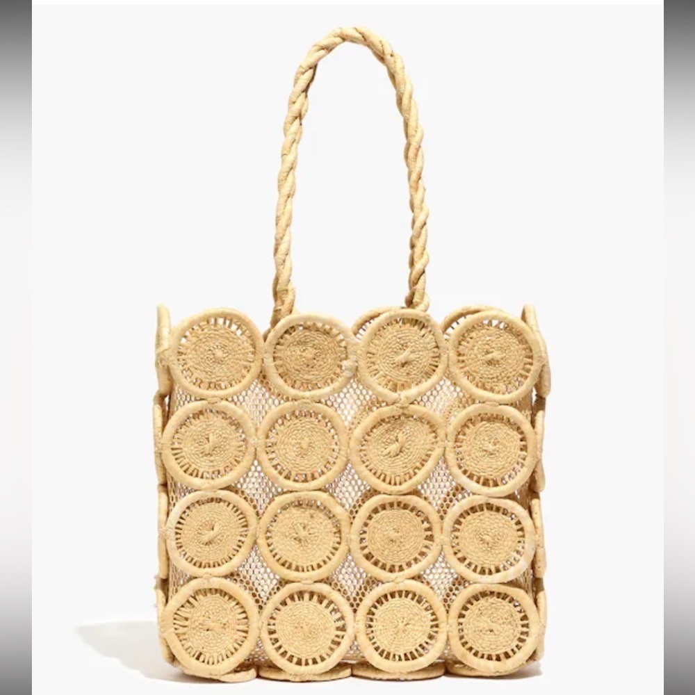 Madewell The Straw Cantina Tote Bag w a Circular Woven Pattern